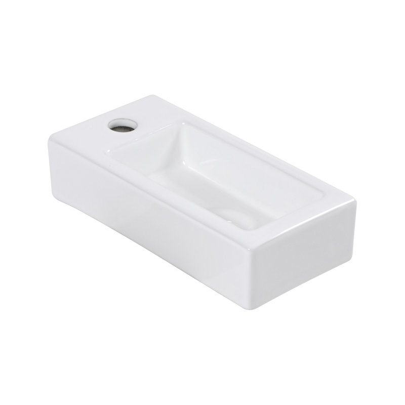 Lavabo de salle de bain mural rectangulaire en céramique 14,57X7,28 pouces avec trou de robinet simple
