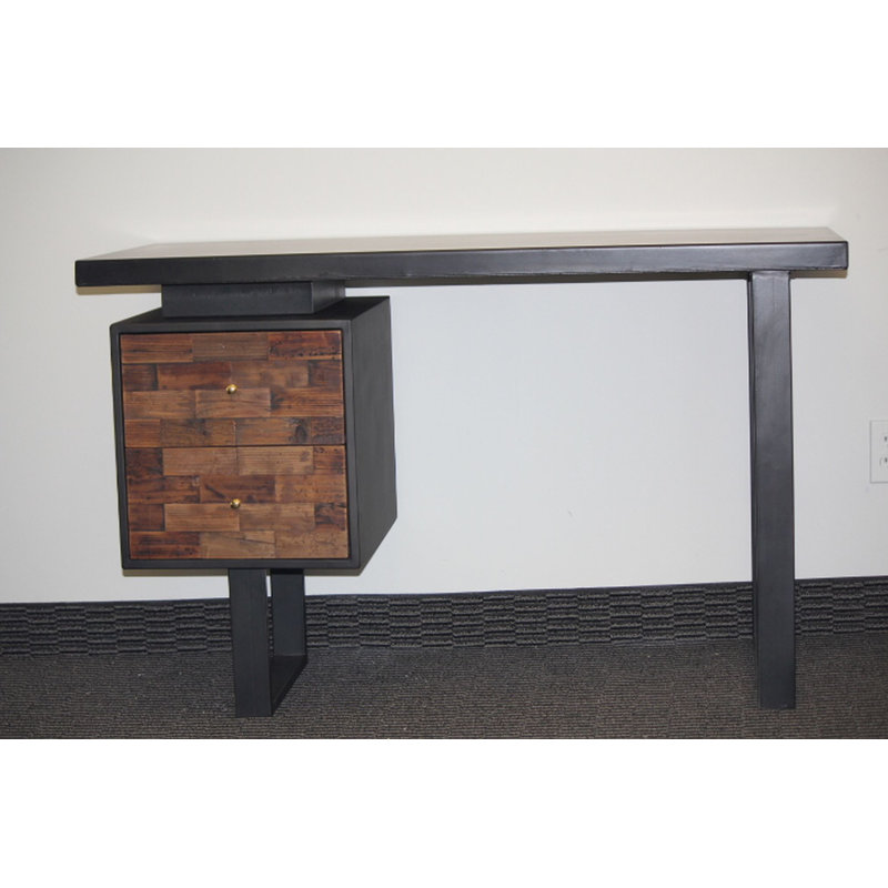 Bureau d'écriture moderne à 2 tiroirs, Gris foncé