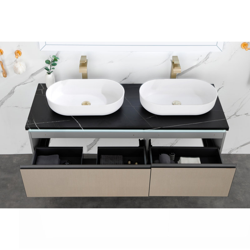 Lavabo vasque de salle de bain 24 "x 14" blanc moderne 24 "x 14" 24 "x 14", lavabo pour meuble-lavabo (n'inclut que le lavabo de salle de bain)