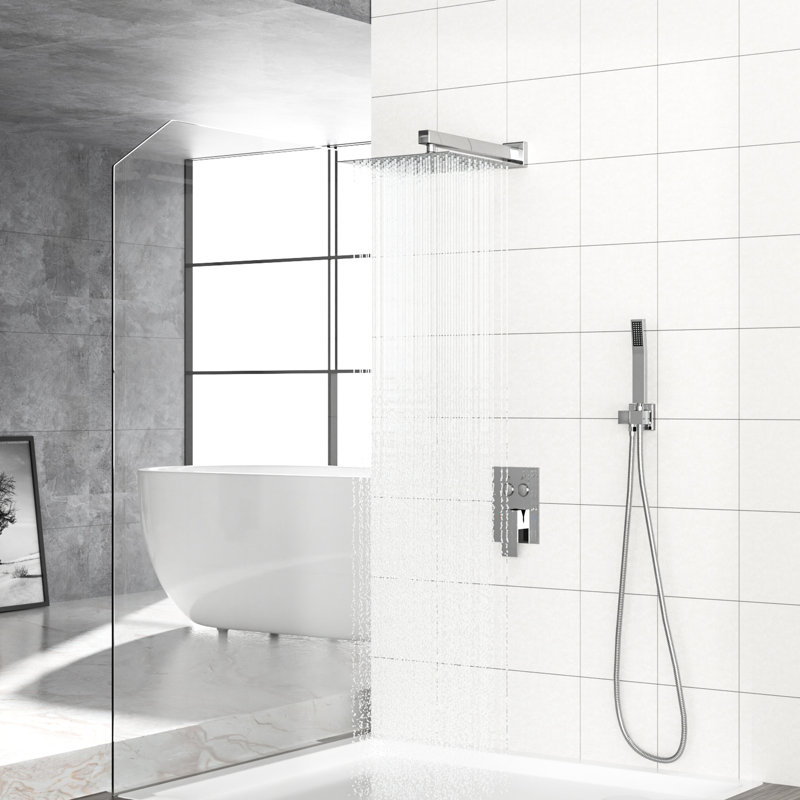 Dual Shower Head Square System - 10 Inch Wall Mount Function