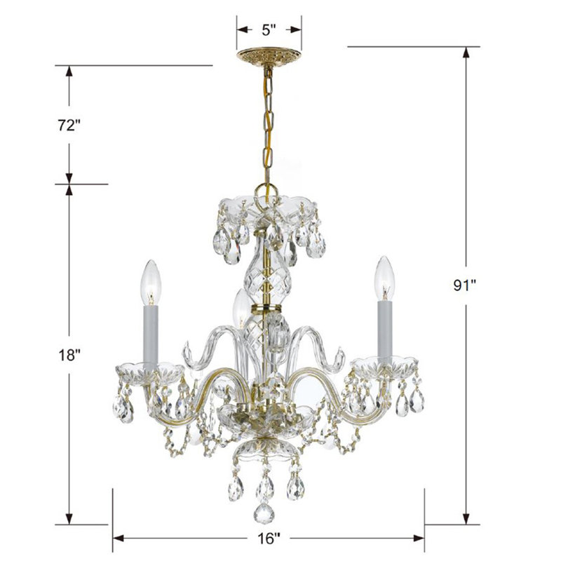 Lustre classique / traditionnel à 3 lumières de style bougie Wehr, Italien / Chrome