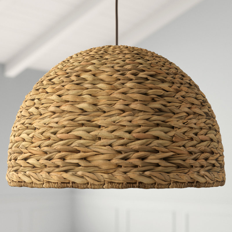 Coastal Braided Seagrass Dome Pendant Light in Natural Finish