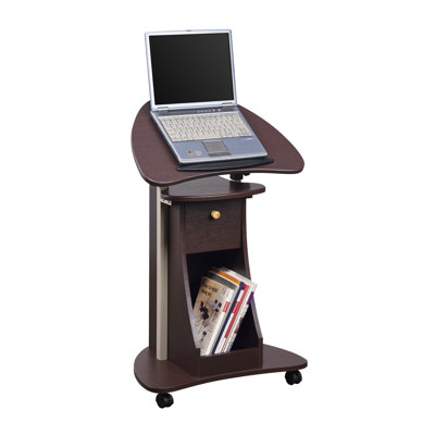 Filadelfo Height Adjustable Rolling Laptop Workstation Cart, Mobile Presentation Podium Stand, with Ergonomic Tilt Feature