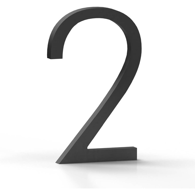 Méga poignées pour l'extérieur - Numéro de maison de 5 po facile à installer pour l'extérieur - Numéros de métal robustes pour l'adresse sur la maison, quincaillerie de fixation incluse - Noir mat (numéro 2)