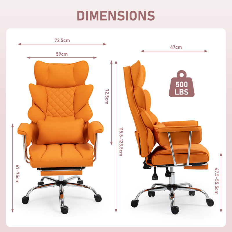 Premium Ergonomic Gaming & Office Chair - Pocket Spring Lumbar Support, Wide Seat, Fixed Soft Armrests, Footrest Included (PU Leather)