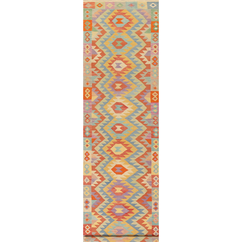 Tapis oriental coloré Kilim 3 x 17
