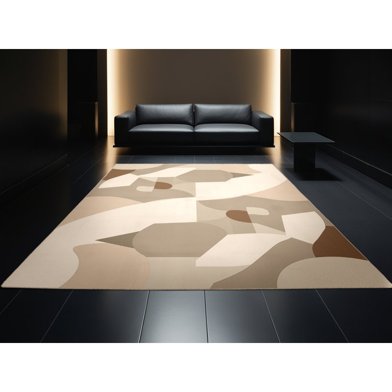 Tapis gris à motif géométrique lavable à la machine Ortencia Lotus, 2 pi x 3 pi