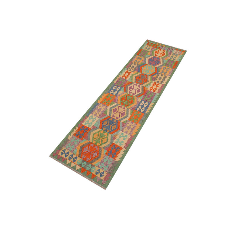 Tapis de couloir en laine tissé à la main tribal / géométrique / sud-ouest de 2 pi 7 po x 9 pi 10 po Cedorah