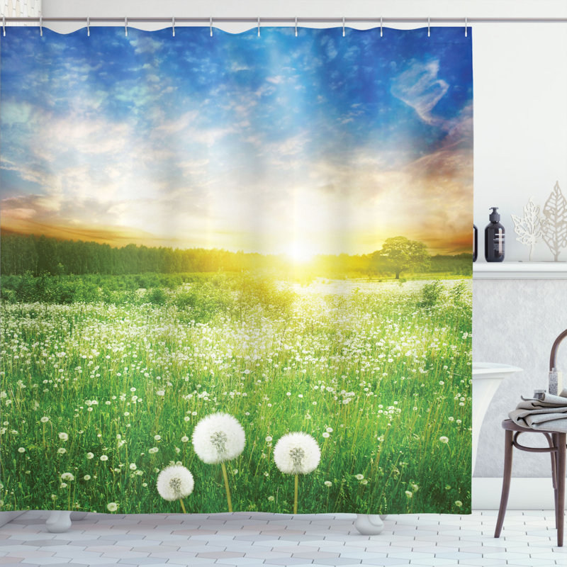 Rideau de douche à champ à fleur de printemps, H 75 po x l 69 po