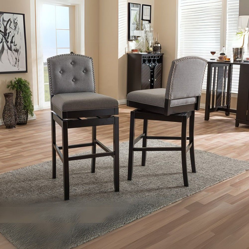 Chareese Swivel Upholstered Counter Stool, Gray