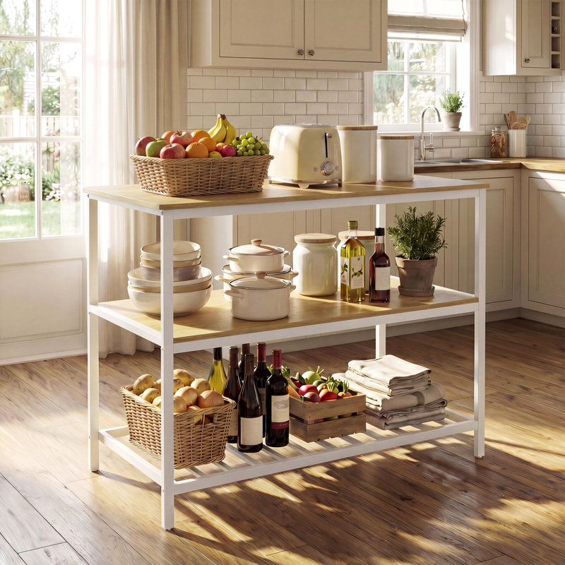 39.9'' W Kitchen Island, Oak/White