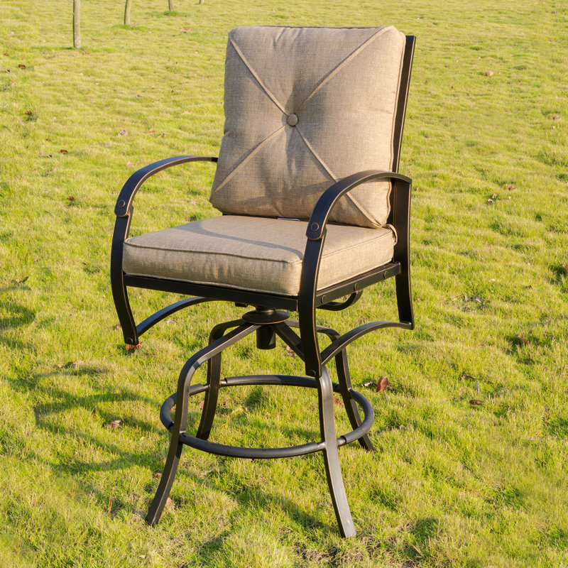 Kain Metal Outdoor 30'' Bar Stool with Cushion