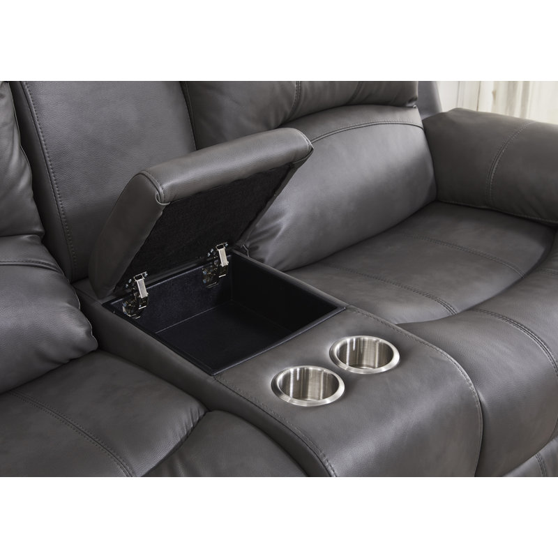 Convergent Faux Leather Reclining Loveseat, Manual, Gray
