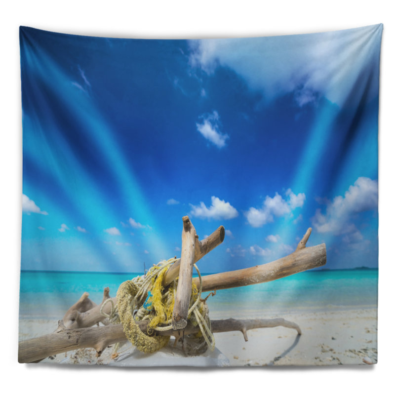 Tapisserie de plage de sable blanc deadwood sur pied, H 50 po x l 60 po