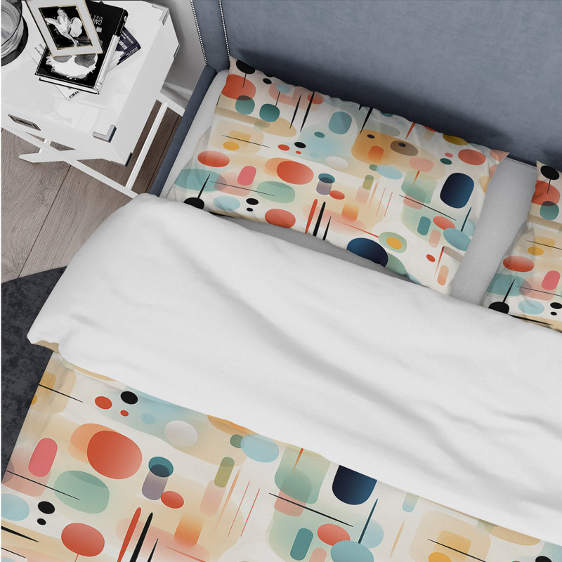 Urban Mute Tones I - Ensemble de housse de couette géométrique - Microfibre de polyester