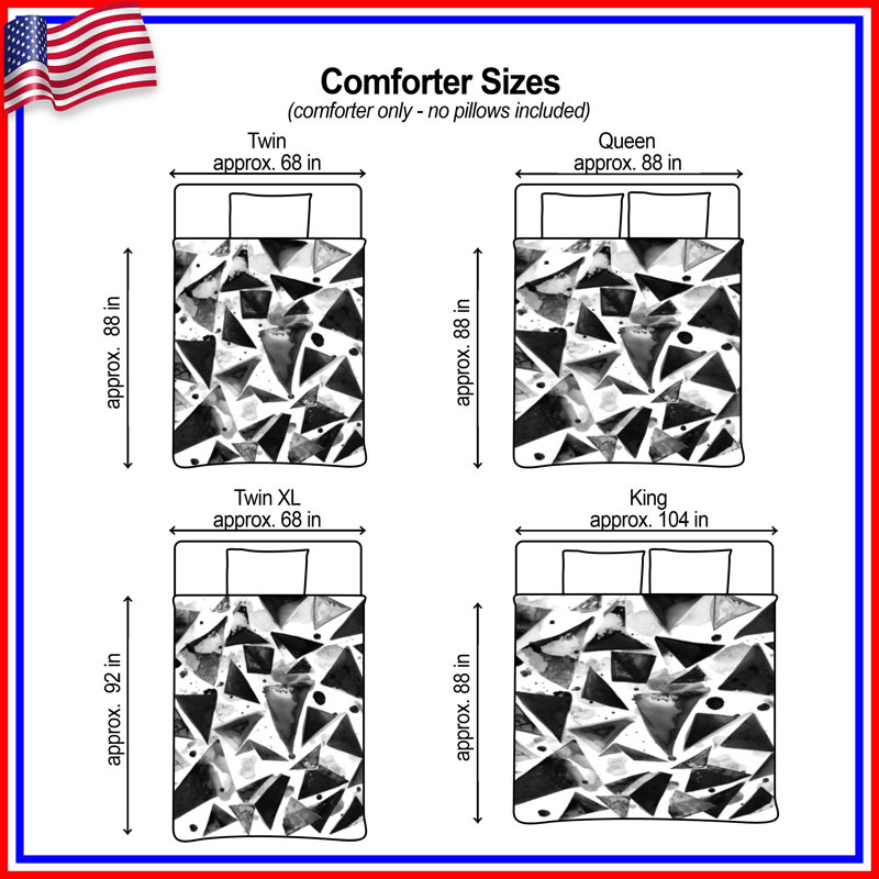 Black Ink Triangles Comforter, Twin Extra Long