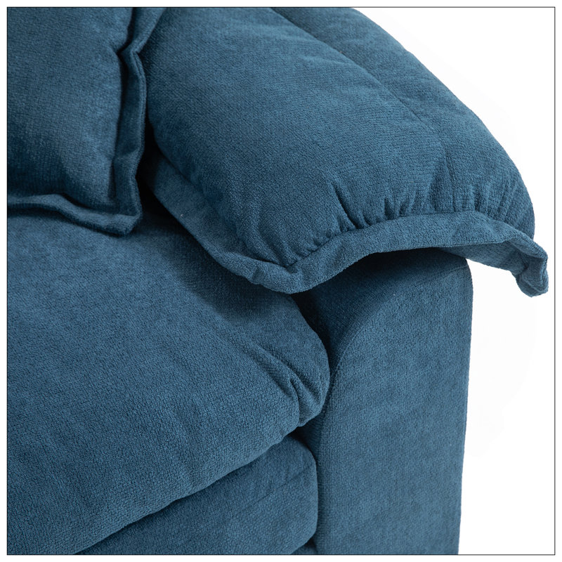 Canapé 84 po en chenille 84 po avec 2 coussins décoratifs et mousse à mémoire de forme pour salon, Bleu