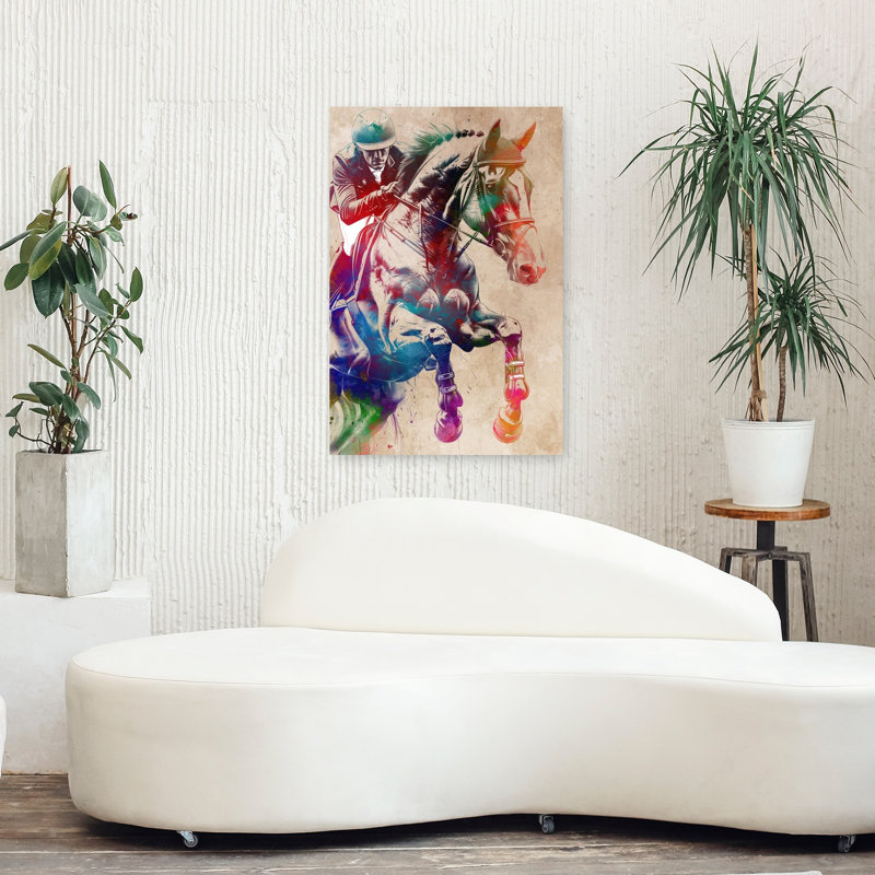 Impression d'art mural cheval vibrant et coloré, H 36 po x l 24 po