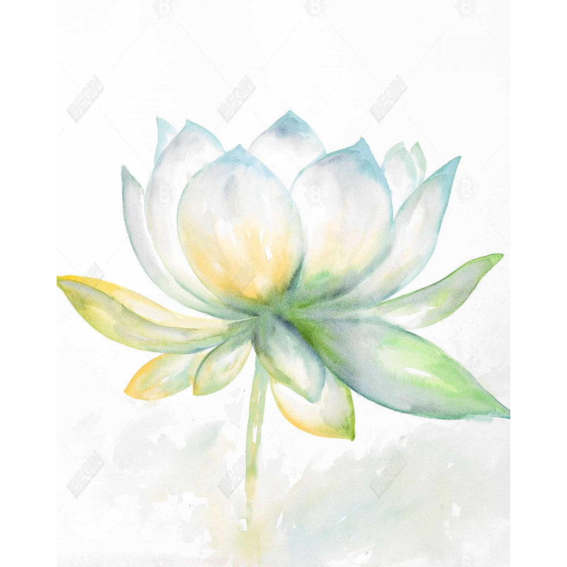 Fleur de lotus - Toile florale verte pour la décoration intérieure | Œuvre d'art
