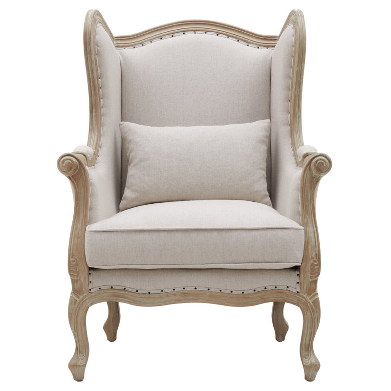 Lorinda 76.2Cm Wide Wingback Chair, Light Sand, Brushed Smoke