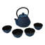 Petite théière en fonte 10 oz avec 4 petites tasses à thé Royal Blue
