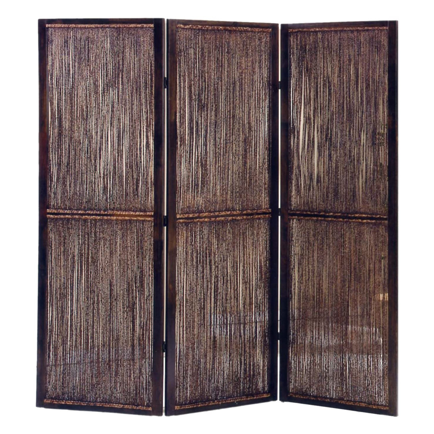Dark Wood And Water Hyacinth 3 Panel Room Divider Screen Dark Wood And Water Hyacinth 3 Panel Room Divider Screen