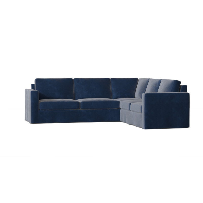 Canapé modulaire de coin large 108 po Bewley, Marine Bella, Acajou, Accoudoir à droite (vu de face)