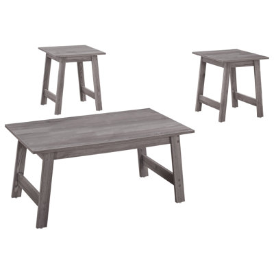 Table 3 pièces en gris - Tables basses, d'appoint et de bout pour les pièces de décor modernes de style gris, avec un aspect transitionnel