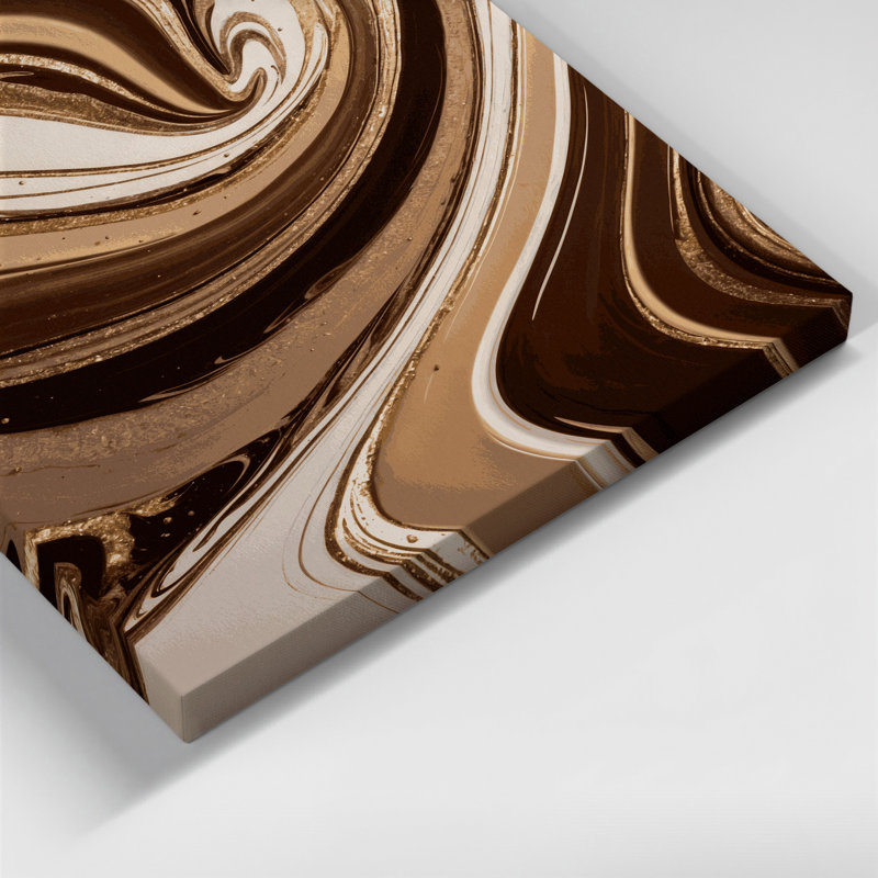 Abstrait art fluide sur toile brune 51, 14" H x 11" W