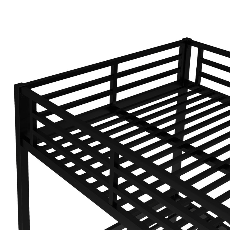 Full Over Metal Bunk Bed In Black, Suitable For Teens And Adults, Space - Saving, Noise Reduced, Frame No Box Spring Needed, Solid Construction, Under Storage, Design, Easy Assemble
