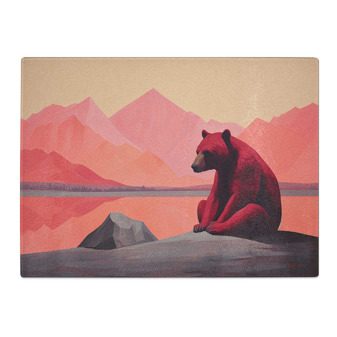 Bear Minimalism  Glass Chopping Board