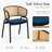 Mid-Century Modern Velvet Dining Chair with Cane Rattan Back, Luxury Boho Accent Chair with Stainless Steel Legs for Kitchen & Bistro-1404574332-1365189869