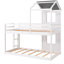 Lit simple au-dessus d'un lit superposé blanc avec garde-corps et structure solide - Structure en bois de pin pour fenêtre de toit-1399972922