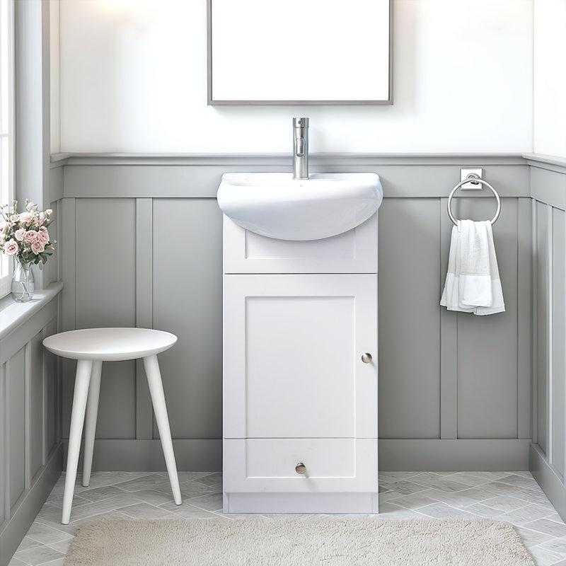 Ensemble de meuble-lavabo simple 18 po blanc, Blanc