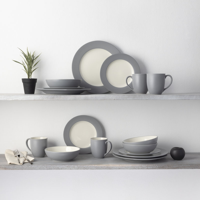 Noritake Colorwave 16-Piece Rim Dinnerware Set, Service for 4, Slate