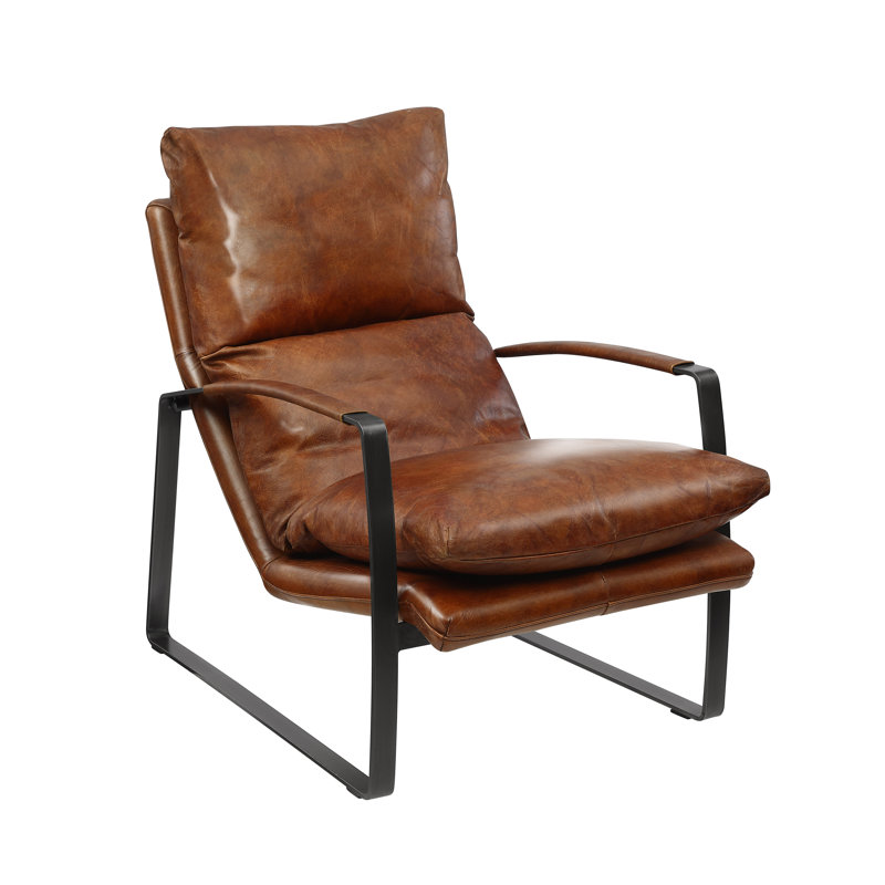 Gibb 25.5'' Wide Full Grain Leather Lounge Chair, Cognac