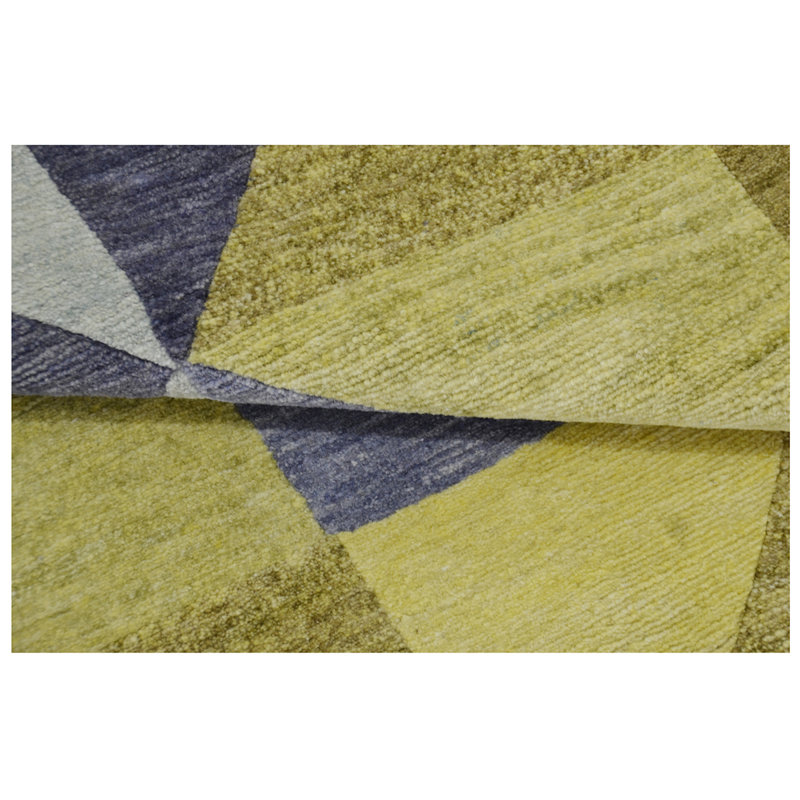 Wool Geometric Area Rug, Round 6'