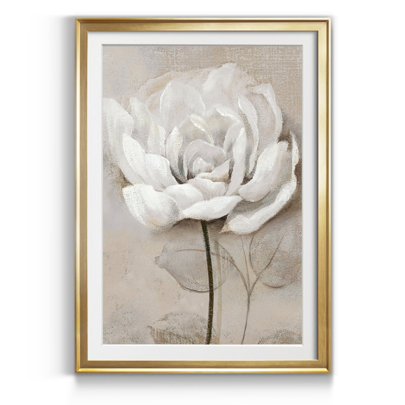 Doux blanc III - Cadre photo, reproduction d'art sur papier, Doré, H 30,5 po x l 42,5 po x P 1,5 po