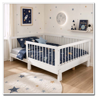Lit de sol Montessori convertible 3 en 1 avec barrières de sécurité