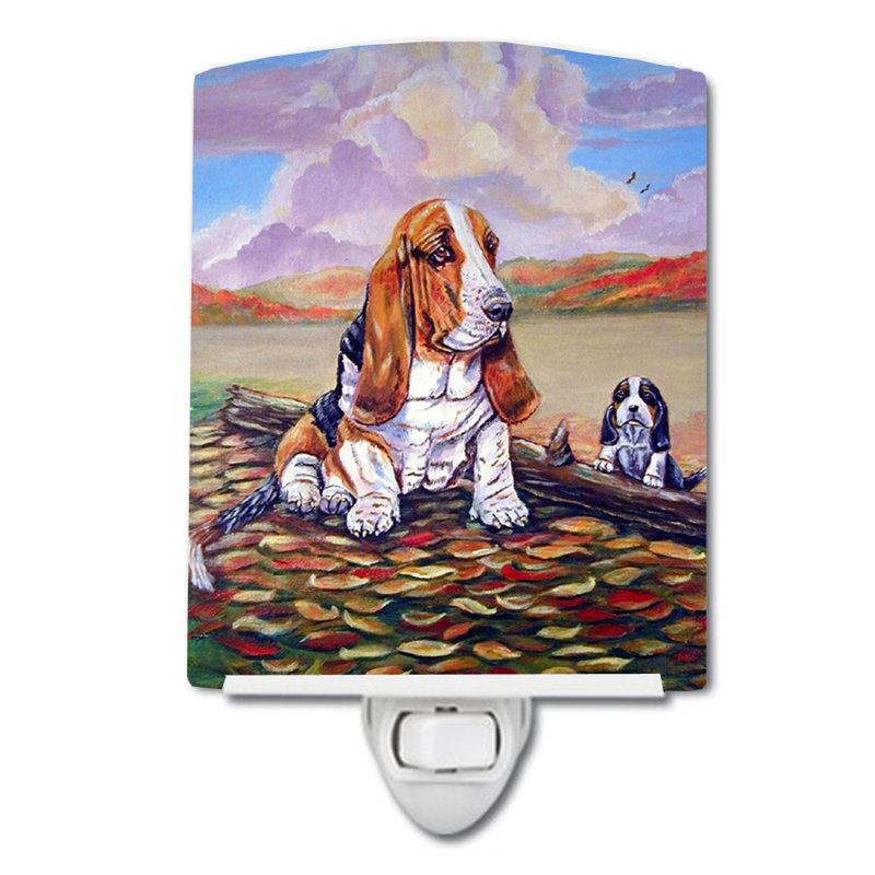 Éclairage de nuit en céramique basset hound