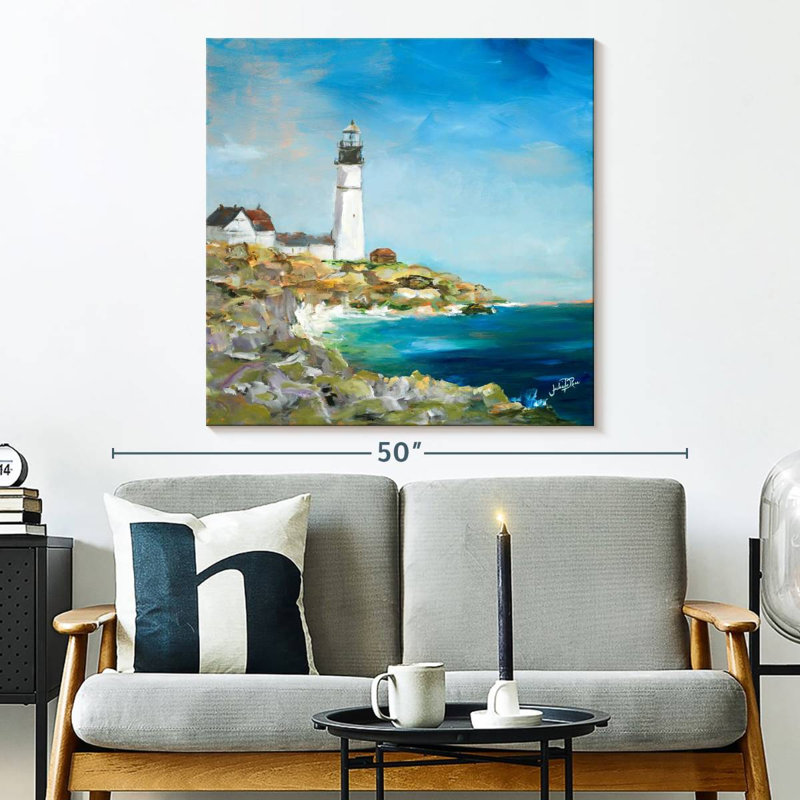 Phare d'Aletra sur la côte rocheuse I, H 33 po x l 33 po