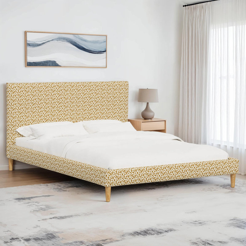 Olivet Platform Bed, Cut Out Mustard, California King