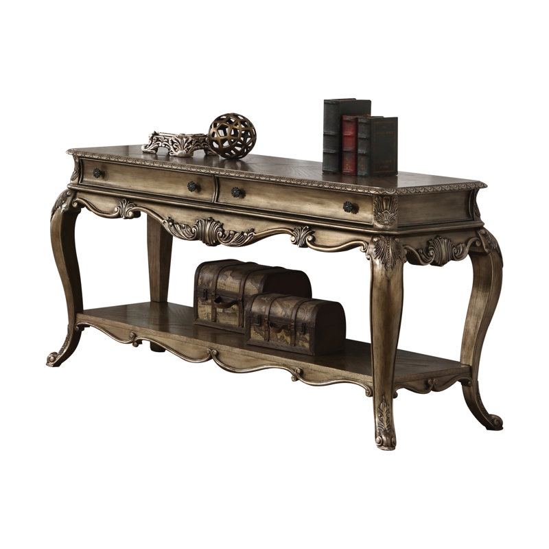 Cha Transitional 54"L Rectangular Sofa Table with 2 Drawers and Bottom Shelf, Vintage Oak