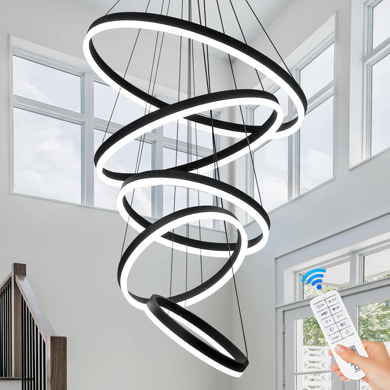 Black Dimmable High Ceiling Chandelier