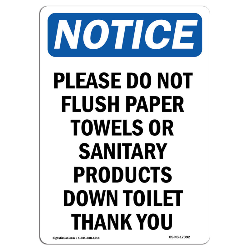 Please Do Not Flush Paper Towels Sign