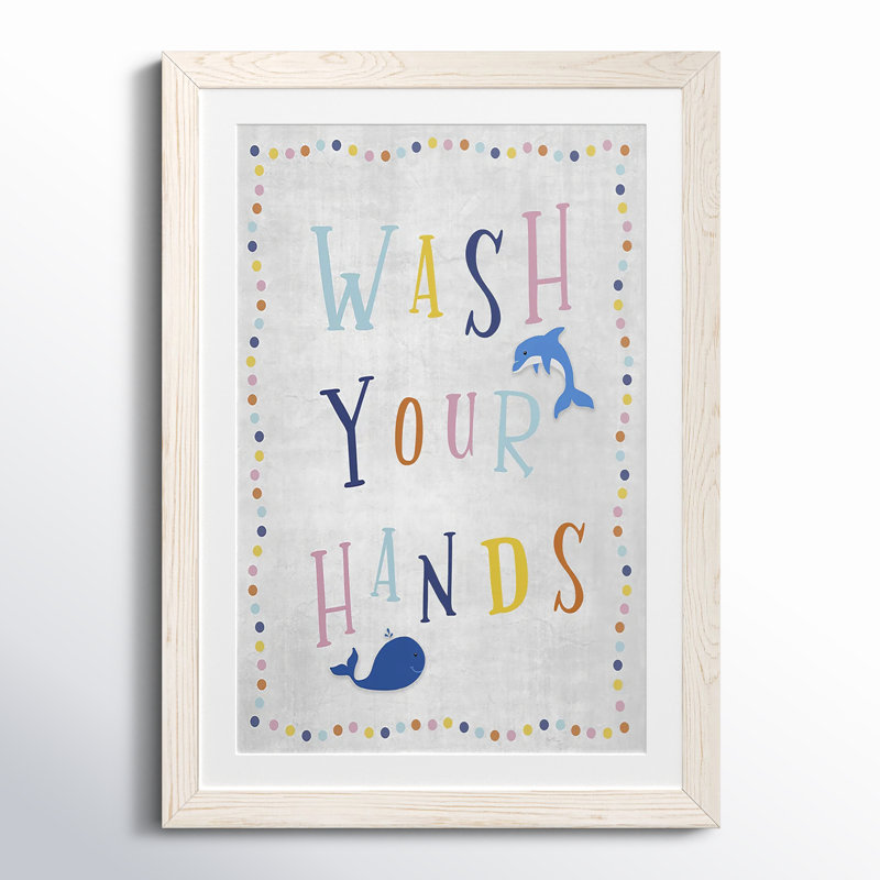 Lavez-vous les mains - Impression sur papier encadrée, H 31,5 po x l 23,5 po x P 1,5 po, Papier encadré blanc