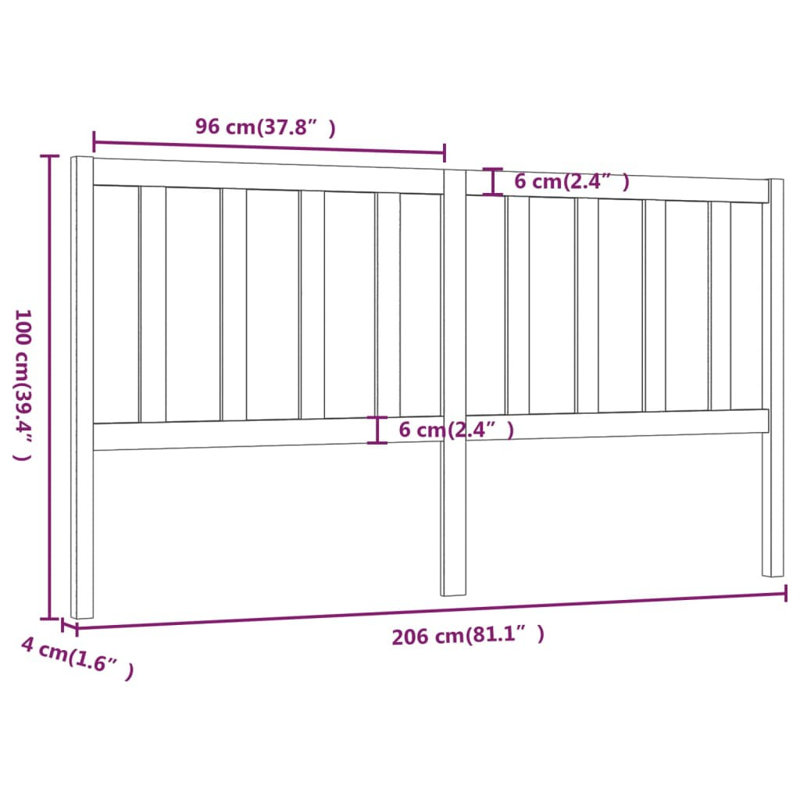 Inara Solid Wood Headboard, Grey, Double (4'6)