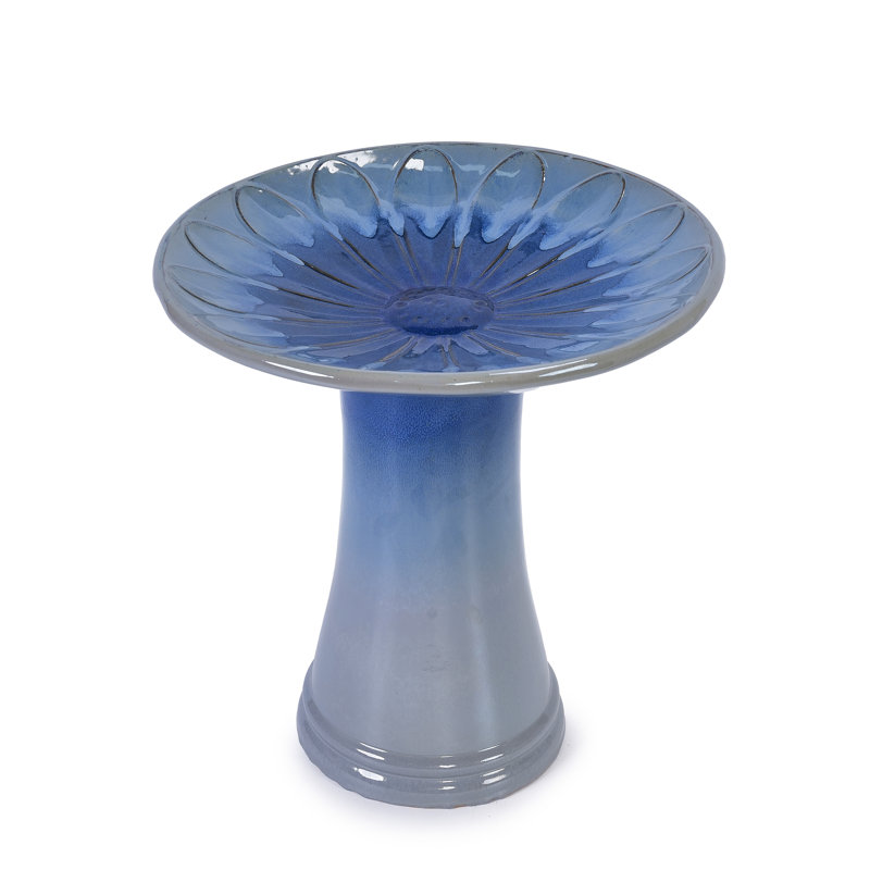 Bain d'oiseaux en céramique pour patio, jardin, Bleu
