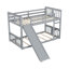 Lit superposé simple gris avec glissade et, conception fonctionnelle pour les petites maisons, pieds solides, espace de stabilité - Efficace dans la chambre à coucher, utilisation à long terme