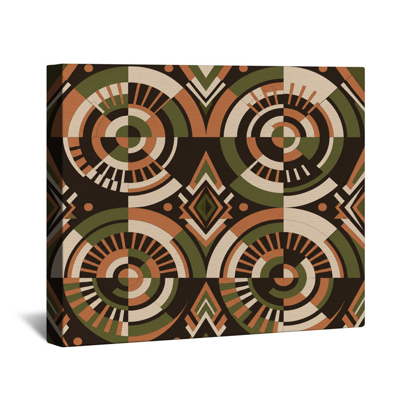 Toile de galerie à motif géométrique circulaire en plusieurs tailles, 12 x 12 inches